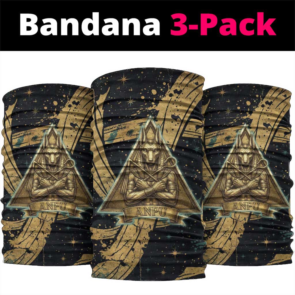 Anubis Ancient Egyptian Neck Gaiter with Starry Mummy Wrap Pattern, Anubis Warrior Illustration, and Pyramid - African Pride