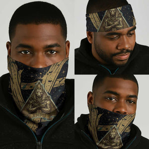Anubis Ancient Egyptian Neck Gaiter with Starry Mummy Wrap Pattern, Anubis Warrior Illustration, and Pyramid - African Pride