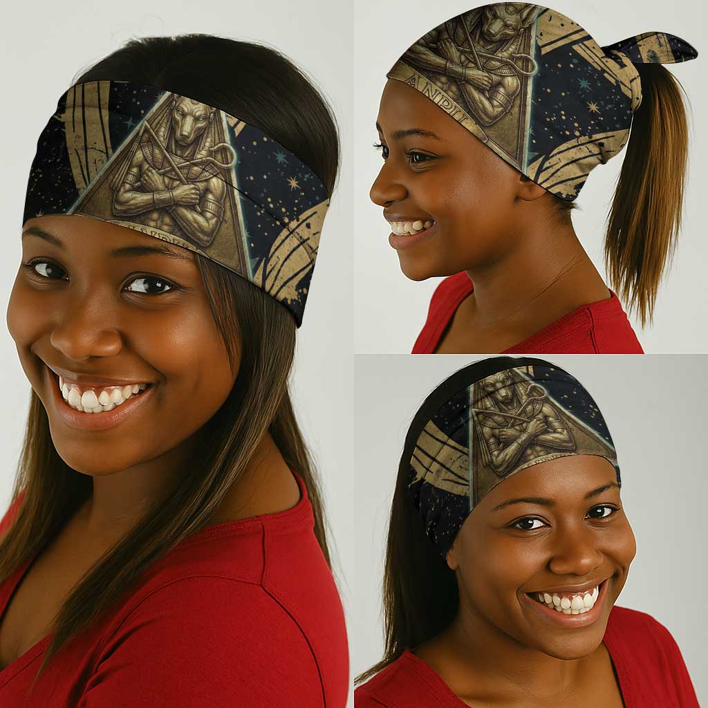 Anubis Ancient Egyptian Neck Gaiter with Starry Mummy Wrap Pattern, Anubis Warrior Illustration, and Pyramid - African Pride