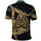 Anubis Ancient Egyptian Polo Shirt with Starry Mummy Wrap Pattern, Anubis Warrior Illustration, and Pyramid - African Pride