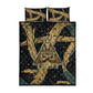 Anubis Ancient Egyptian Quilt Bed Set with Starry Mummy Wrap Pattern, Anubis Warrior Illustration, and Pyramid - African Pride