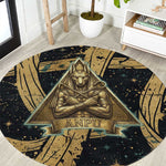 Anubis Ancient Egyptian Round Carpet with Starry Mummy Wrap Pattern, Anubis Warrior Illustration, and Pyramid - African Pride
