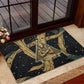 Anubis Ancient Egyptian Rubber Doormat with Starry Mummy Wrap Pattern, Anubis Warrior Illustration, and Pyramid - African Pride
