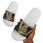 Anubis Ancient Egyptian Slide Sandals with Starry Mummy Wrap Pattern, Anubis Warrior Illustration, and Pyramid - African Pride