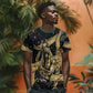 Anubis Ancient Egyptian T shirt with Starry Mummy Wrap Pattern, Anubis Warrior Illustration, and Pyramid - African Pride