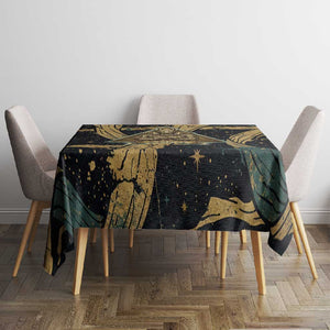 Anubis Ancient Egyptian Tablecloth with Starry Mummy Wrap Pattern, Anubis Warrior Illustration, and Pyramid - African Pride