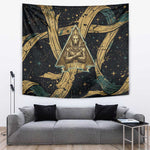 Anubis Ancient Egyptian Tapestry with Starry Mummy Wrap Pattern, Anubis Warrior Illustration, and Pyramid - African Pride