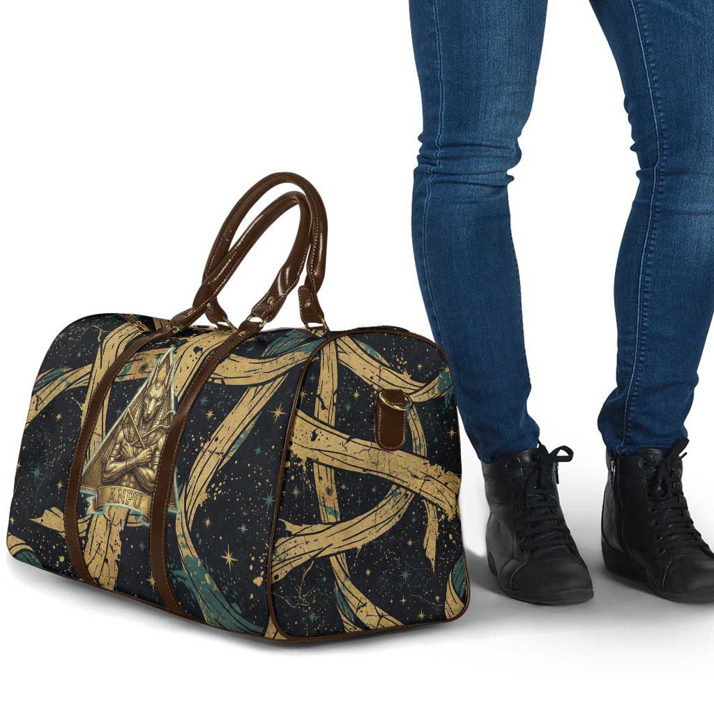 Anubis Ancient Egyptian Travel Bag with Starry Mummy Wrap Pattern, Anubis Warrior Illustration, and Pyramid - African Pride