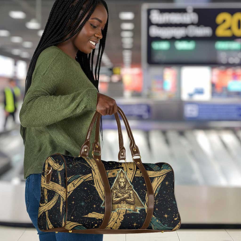 Anubis Ancient Egyptian Travel Bag with Starry Mummy Wrap Pattern, Anubis Warrior Illustration, and Pyramid - African Pride