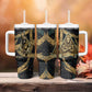 Anubis Ancient Egyptian Tumbler With Handle with Starry Mummy Wrap Pattern, Anubis Warrior Illustration, and Pyramid - African Pride