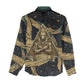 Anubis Ancient Egyptian Women Casual Shirt with Starry Mummy Wrap Pattern, Anubis Warrior Illustration, and Pyramid - African Pride