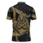 Anubis Ancient Egyptian Zipper Polo Shirt with Starry Mummy Wrap Pattern, Anubis Warrior Illustration, and Pyramid - African Pride