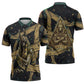 Anubis Ancient Egyptian Zipper Polo Shirt with Starry Mummy Wrap Pattern, Anubis Warrior Illustration, and Pyramid - African Pride
