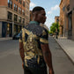 Anubis Ancient Egyptian Zipper Polo Shirt with Starry Mummy Wrap Pattern, Anubis Warrior Illustration, and Pyramid - African Pride