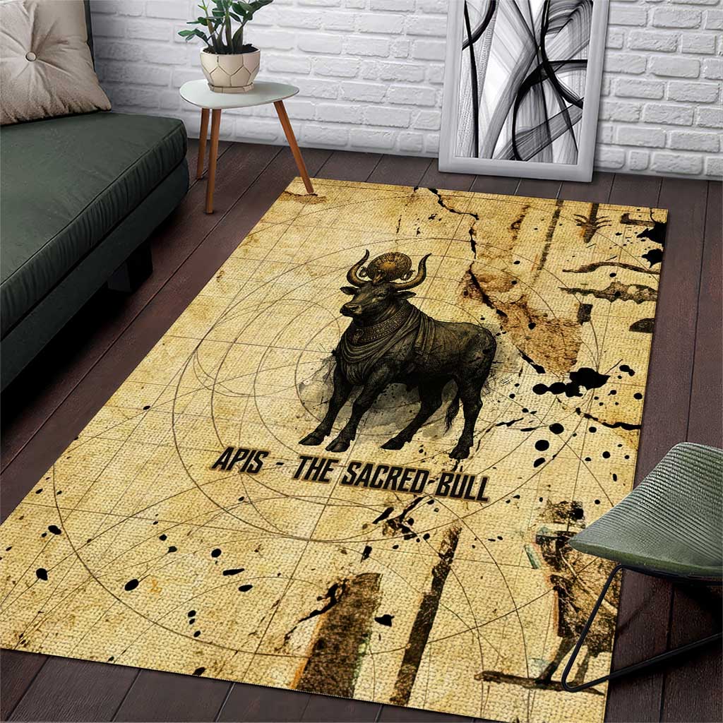 Apis Area Rug Ancient Egyptian Papyrus Map, Egyptian Crown Bull Illustration - African Pride