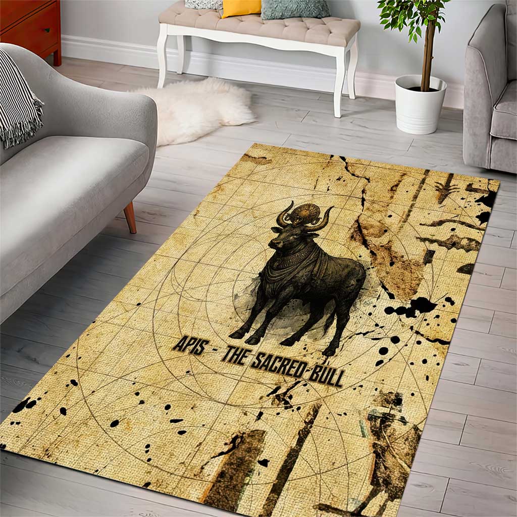 Apis Area Rug Ancient Egyptian Papyrus Map, Egyptian Crown Bull Illustration - African Pride