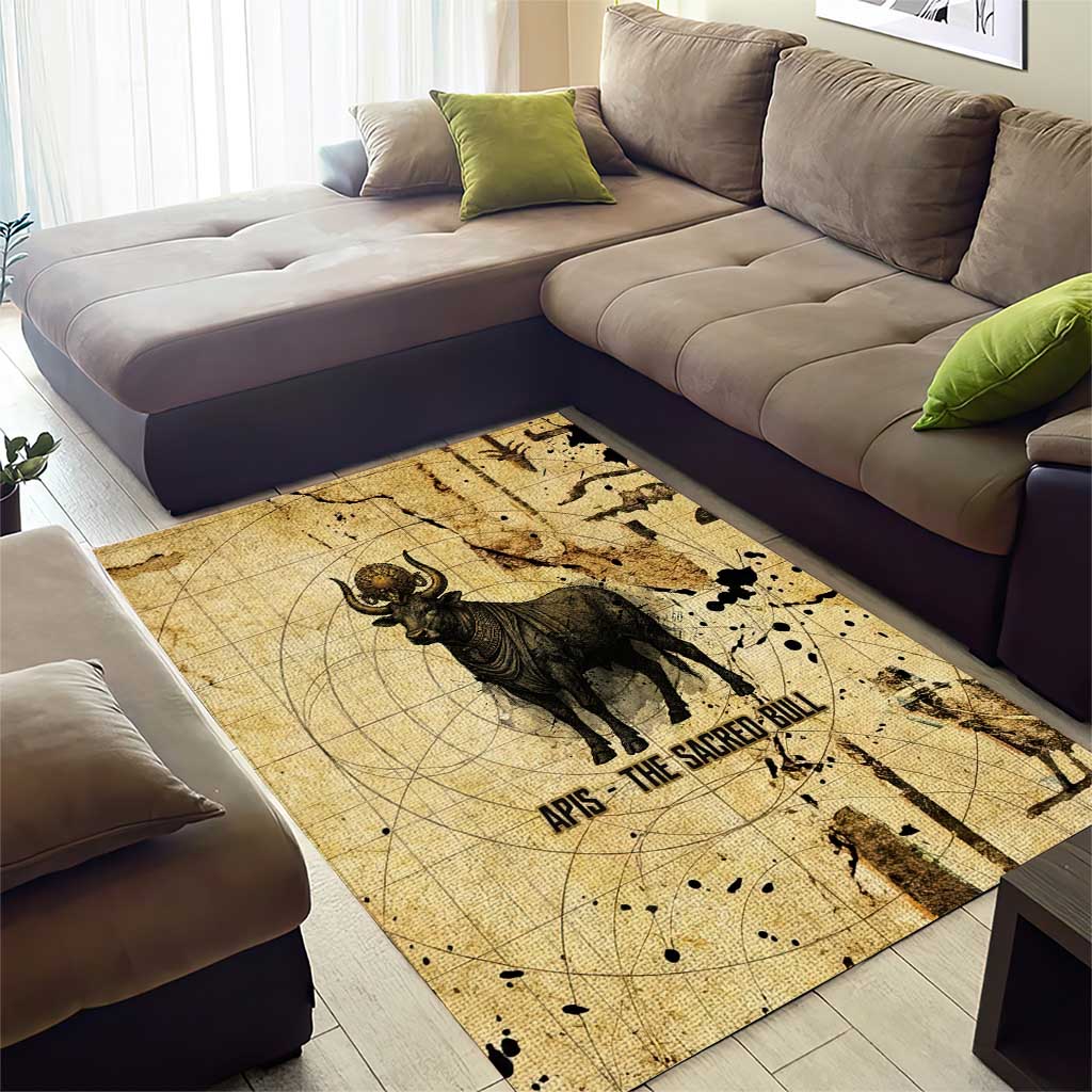 Apis Area Rug Ancient Egyptian Papyrus Map, Egyptian Crown Bull Illustration - African Pride