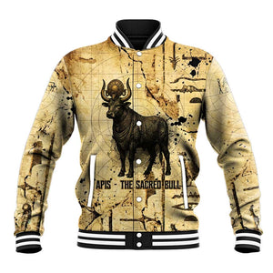 Apis Baseball Jacket Ancient Egyptian Papyrus Map, Egyptian Crown Bull Illustration - African Pride