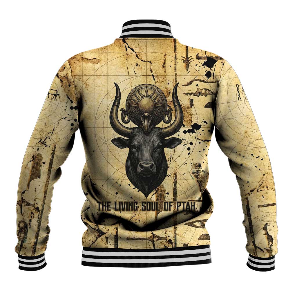 Apis Baseball Jacket Ancient Egyptian Papyrus Map, Egyptian Crown Bull Illustration - African Pride
