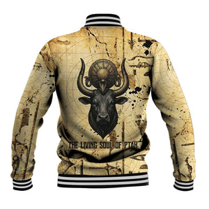 Apis Baseball Jacket Ancient Egyptian Papyrus Map, Egyptian Crown Bull Illustration - African Pride