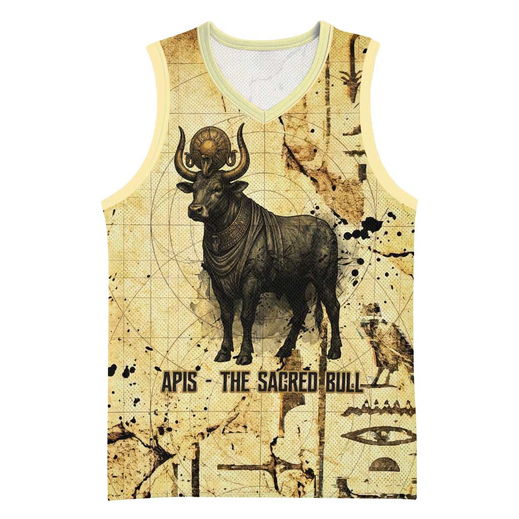 Apis Basketball Jersey Ancient Egyptian Papyrus Map, Egyptian Crown Bull Illustration - African Pride