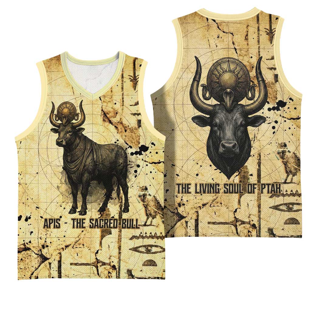 Apis Basketball Jersey Ancient Egyptian Papyrus Map, Egyptian Crown Bull Illustration - African Pride