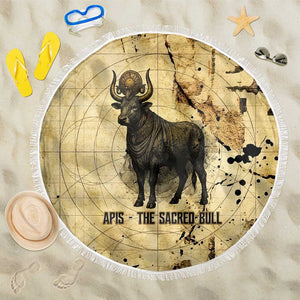 Apis Beach Blanket Ancient Egyptian Papyrus Map, Egyptian Crown Bull Illustration - African Pride