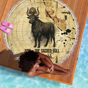 Apis Beach Blanket Ancient Egyptian Papyrus Map, Egyptian Crown Bull Illustration - African Pride