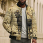 Apis Bomber Puffer Jacket Ancient Egyptian Papyrus Map, Egyptian Crown Bull Illustration - African Pride