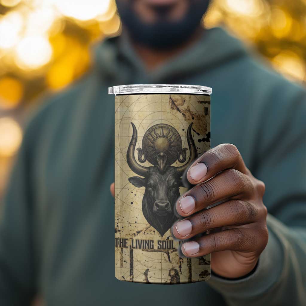Apis 4 in 1 Can Cooler Tumbler Ancient Egyptian Papyrus Map, Egyptian Crown Bull Illustration - African Pride