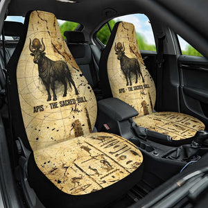 Apis Car Seat Cover Ancient Egyptian Papyrus Map, Egyptian Crown Bull Illustration - African Pride
