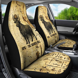Apis Car Seat Cover Ancient Egyptian Papyrus Map, Egyptian Crown Bull Illustration - African Pride