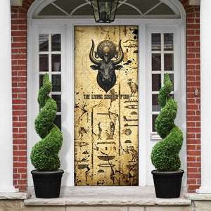 Apis Door Cover Ancient Egyptian Papyrus Map, Egyptian Crown Bull Illustration - African Pride