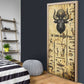 Apis Door Cover Ancient Egyptian Papyrus Map, Egyptian Crown Bull Illustration - African Pride