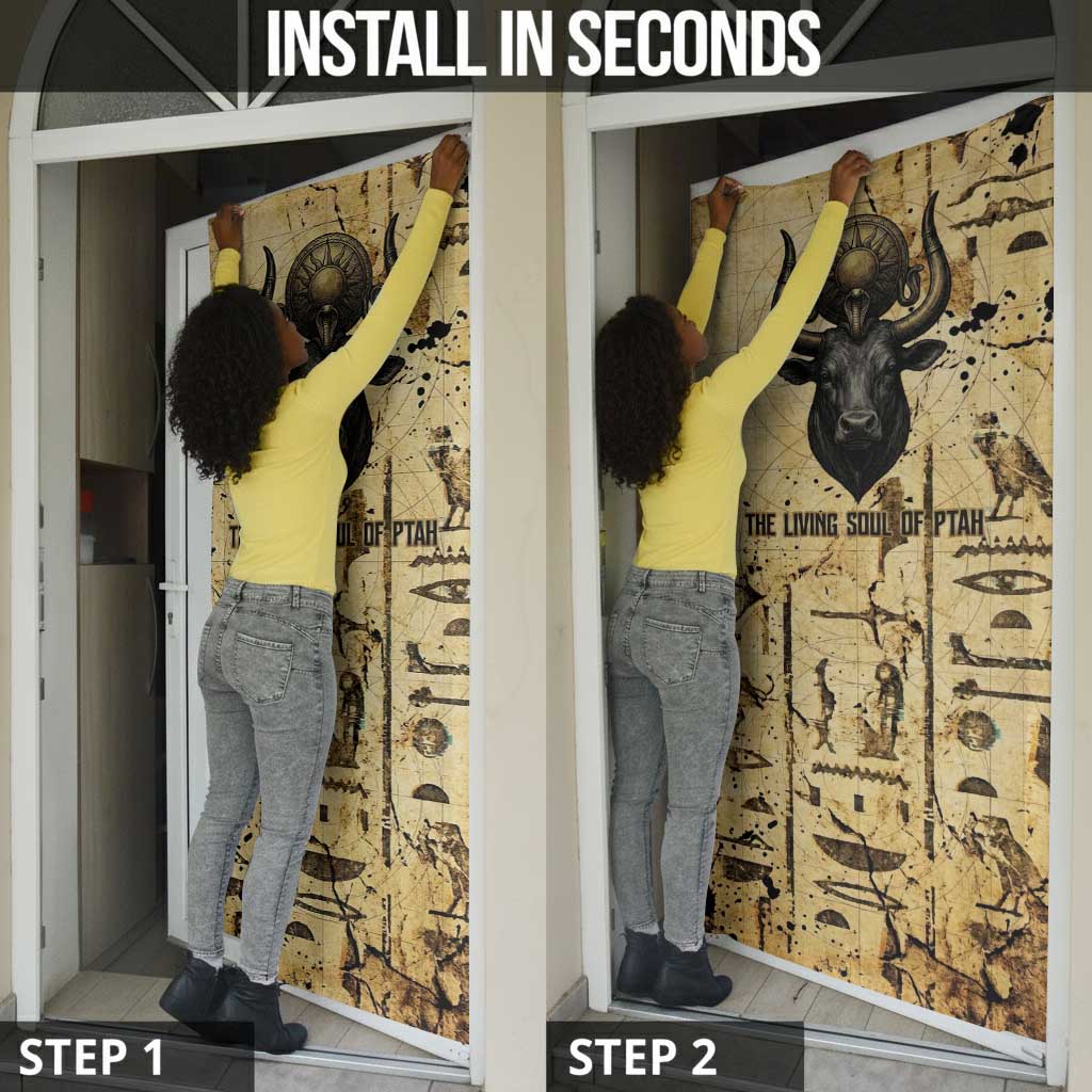 Apis Door Cover Ancient Egyptian Papyrus Map, Egyptian Crown Bull Illustration - African Pride