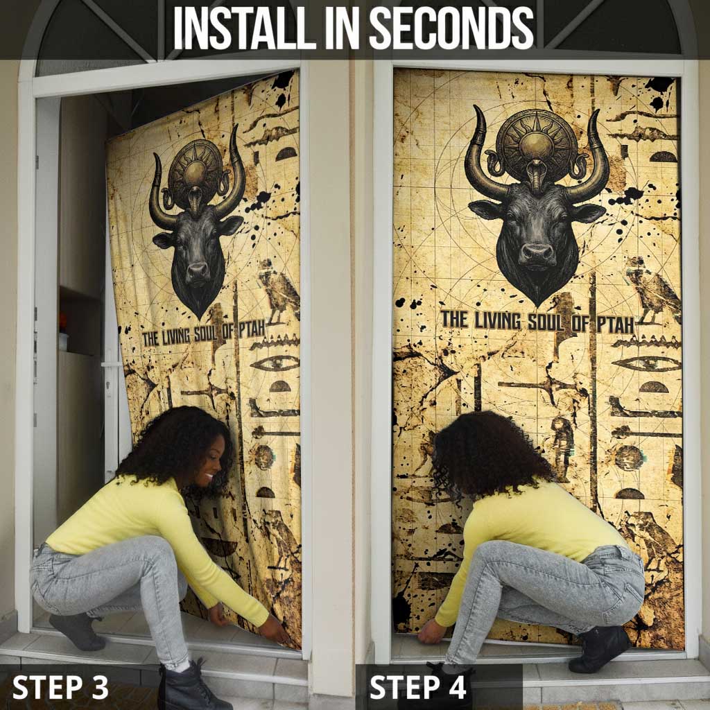 Apis Door Cover Ancient Egyptian Papyrus Map, Egyptian Crown Bull Illustration - African Pride