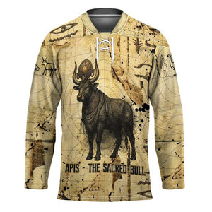 Apis Hockey Jersey Ancient Egyptian Papyrus Map, Egyptian Crown Bull Illustration - African Pride