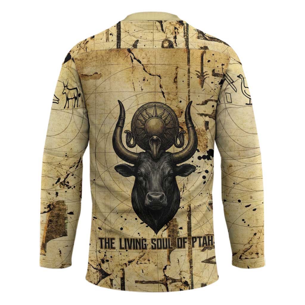 Apis Hockey Jersey Ancient Egyptian Papyrus Map, Egyptian Crown Bull Illustration - African Pride