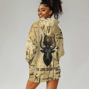 Apis Hoodie Dress Ancient Egyptian Papyrus Map, Egyptian Crown Bull Illustration - African Pride