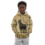 Apis Kid Hoodie Ancient Egyptian Papyrus Map, Egyptian Crown Bull Illustration - African Pride