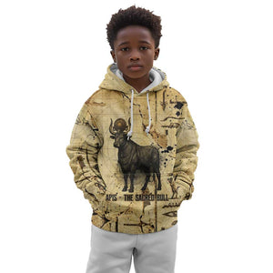 Apis Kid Hoodie Ancient Egyptian Papyrus Map, Egyptian Crown Bull Illustration - African Pride