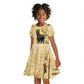 Apis Kid Short Sleeve Dress Ancient Egyptian Papyrus Map, Egyptian Crown Bull Illustration - African Pride