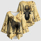 Apis Kimono Sleeve Blouse Ancient Egyptian Papyrus Map, Egyptian Crown Bull Illustration - African Pride