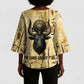 Apis Kimono Sleeve Blouse Ancient Egyptian Papyrus Map, Egyptian Crown Bull Illustration - African Pride