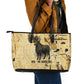 Apis Leather Tote Bag Ancient Egyptian Papyrus Map, Egyptian Crown Bull Illustration - African Pride