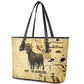 Apis Leather Tote Bag Ancient Egyptian Papyrus Map, Egyptian Crown Bull Illustration - African Pride