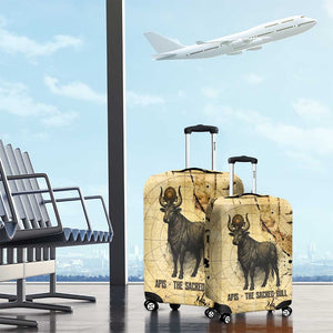 Apis Luggage Cover Ancient Egyptian Papyrus Map, Egyptian Crown Bull Illustration - African Pride