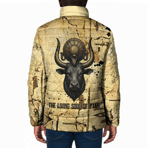Apis Padded Jacket Ancient Egyptian Papyrus Map, Egyptian Crown Bull Illustration - African Pride