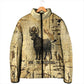Apis Padded Jacket Ancient Egyptian Papyrus Map, Egyptian Crown Bull Illustration - African Pride
