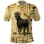 Apis Polo Shirt Ancient Egyptian Papyrus Map, Egyptian Crown Bull Illustration - African Pride